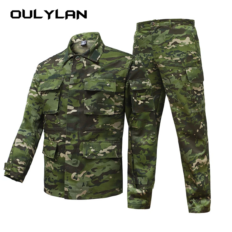 Men's Spring Camouflage Clothing Set Outdoor Breathable Instructor Training Clothes Wear resistant Labor Protection Work Clothes