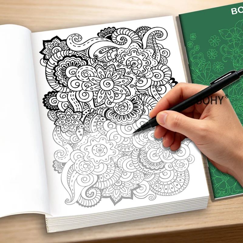 1 Zen Inspired Line Drawing Adult Decompression Graffiti Coloring Album, Totaling 24 Pages, A5 Size, Art Line Copying Practice
