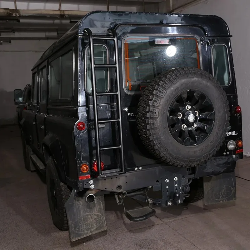 For Land Rover Defender 90 110 130 2004-2018 Aluminum Alloy Black Car Rear Tailgate Ladder Roof Climbing Ladder Car Accessories