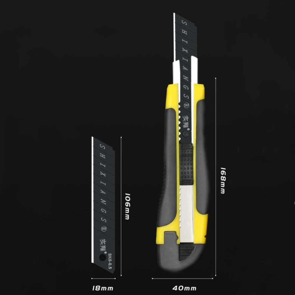 سكينة متعدّد الاستخدامات، قاطع الصناديق، تحميل ذاتي قابل للسحب مع فتحات شديدة التحمل، تغيير سريع، مقبض Tpr Pp، قطع صناديق الورق المقوى #3