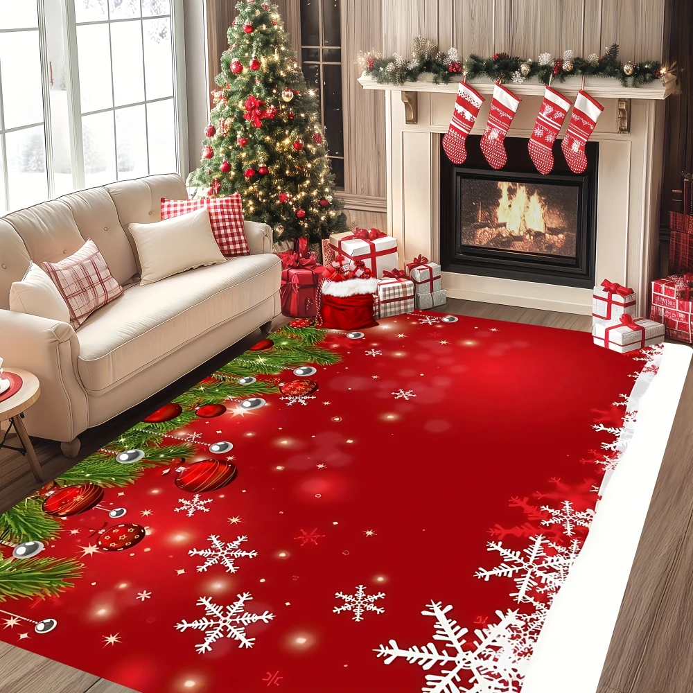 1pc Xmas Snowflake Carpet Home Entrance Soft Large Area Rug Living Room Modern House Dining Room Bedroom Ornament Rugs