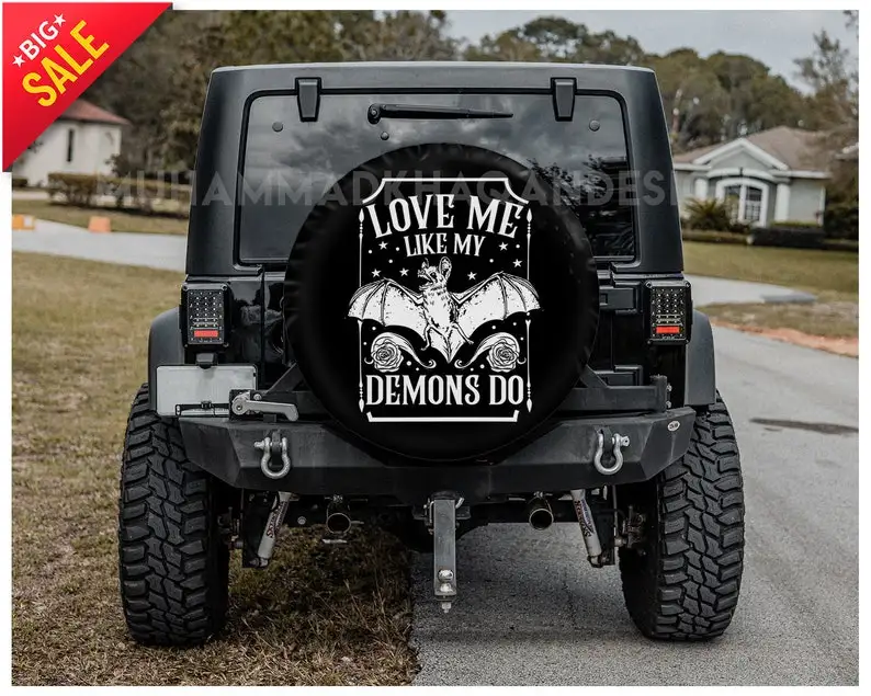 Love Me Like My, Demons Do, Rose Lover, Bat, Funny Bat Car Accessories For Women, Gift For Mom, Car Accessories, Spare Tire Cove