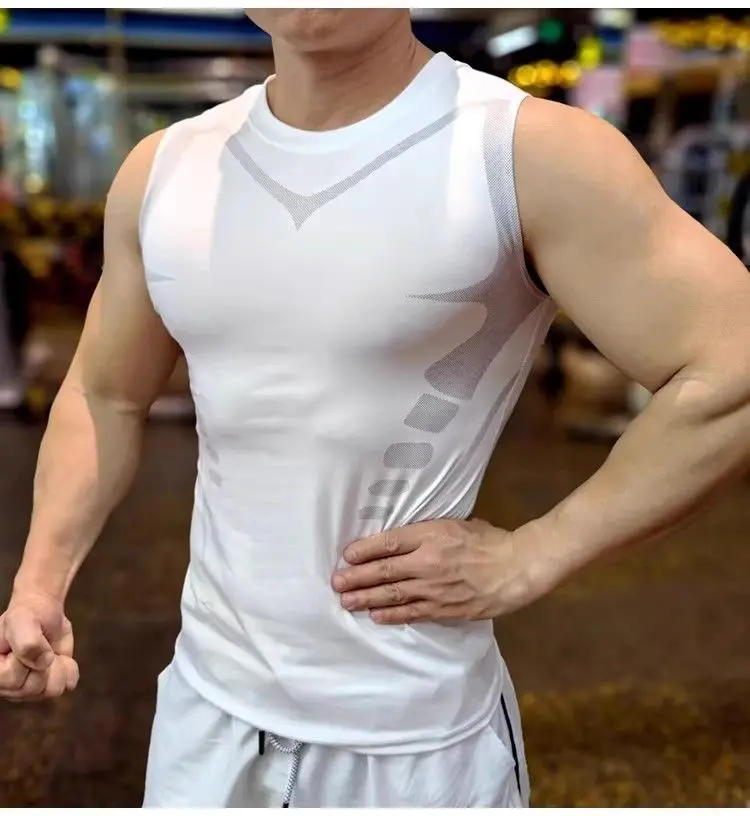 2026 New Men's Compression Tank Top, Sleeveless Printed Quick Dry Fitness Vest, Bodybuilding Workout Top, Plus Size S-5XL Male ﻿