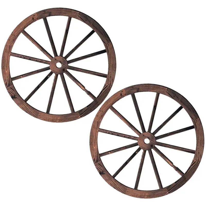 2pcs Wagon Wheel Decor in legno Vintage Wagon Wheel Wood Decor per Bar Garage soggiorno artigianato ruote decorazione della casa