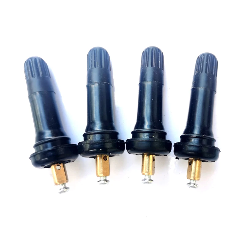 4Pcs Buick TPMS Tire Pressure Monitoring System Anti explosion Snap In Tire Valve Stems Rubber & Pure Copper Black