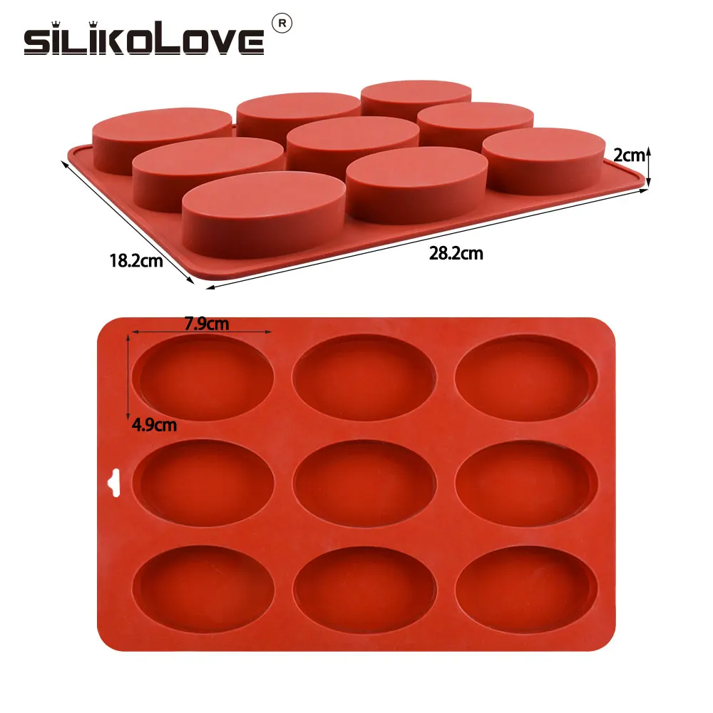 SILIKOLOVE 9 Cavity Oval Soap Mold Silicone Soap Molds For DIY Soap Making