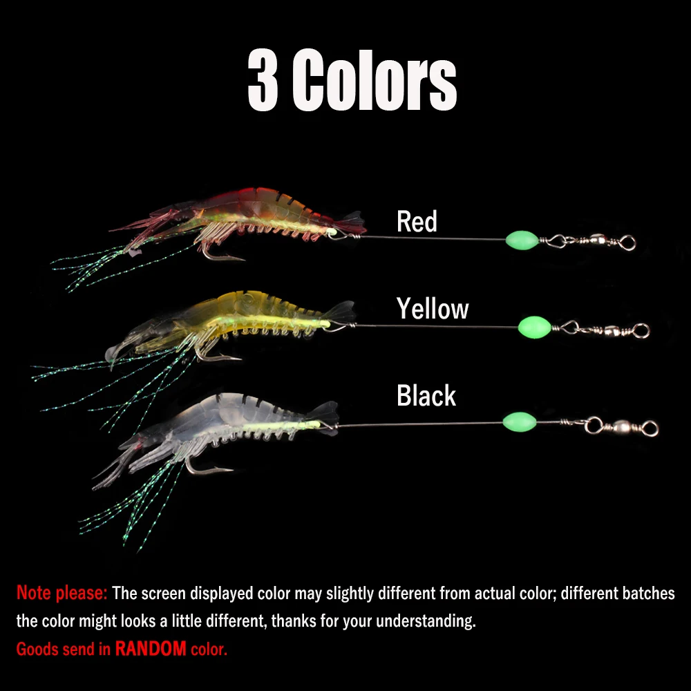 Wifreo Realistic Artificial Soft Shrimp Lure Hook with Leader Cord Trace Luminous Predator Fishing Baits 9.5cm 6g