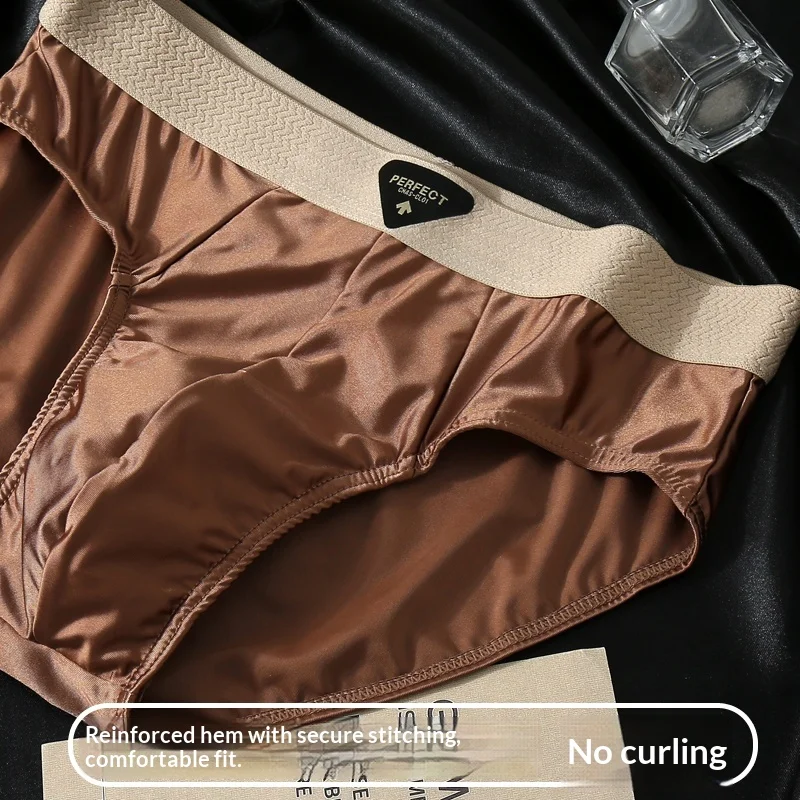 Men's Ice Silk Boxer Briefs 4-Pack Soft Smooth Daily Wear Shorts Multiple Colors Flat Corner Underwear