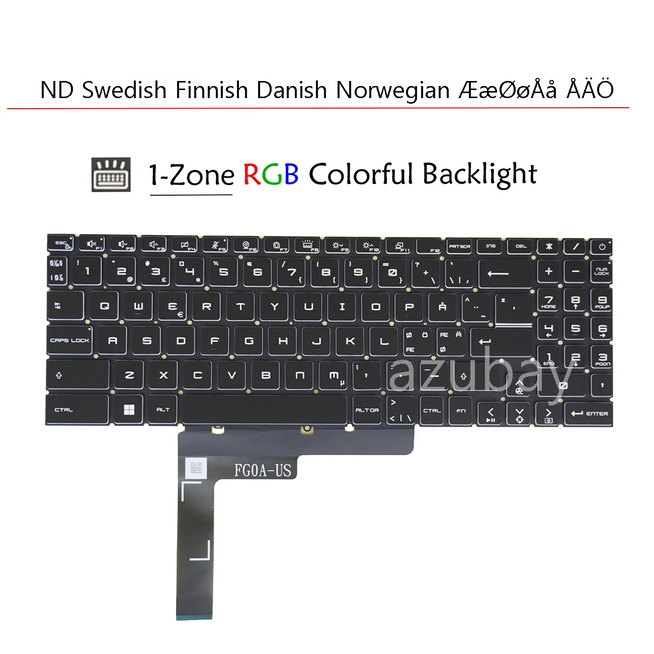 Swedish Norwegian 1-ZONE RGB Backlit Keyboard For MSI Pulse GL66 / GL76 11UEK 11UDK 11UCK 12UEK 12UGK 12UGKV 12UCK 12UDK 12UGSZK