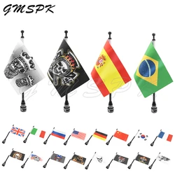 Motorcycle Black Aluminum Rear Mount Flag Pole Country/Skull Flag Fit for Harley Sportster XL Touring FLHT Road King Glide