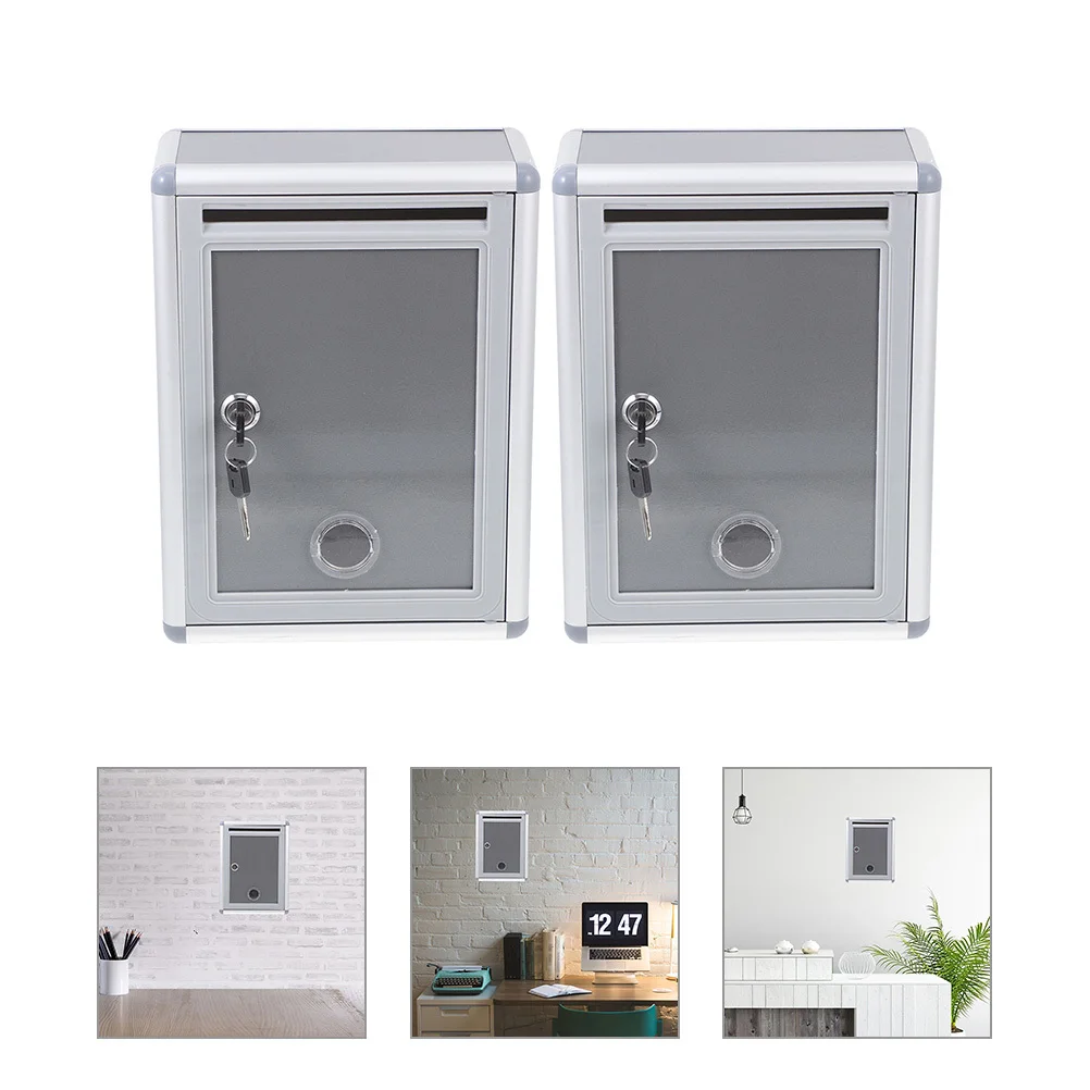 2個の金属製壁掛け提案箱、ロック可能な投票箱、家庭用オフィス用、装飾的で耐久性のある壁掛けボックス