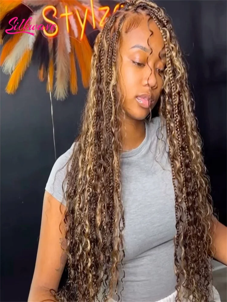 

Silkwave 30 Inch Highlight Honey Brown Curly Lace Front Human Hair Wigs 13x6 13x4 Ombre Colored Deep Wave Lace Frontal Wig Human