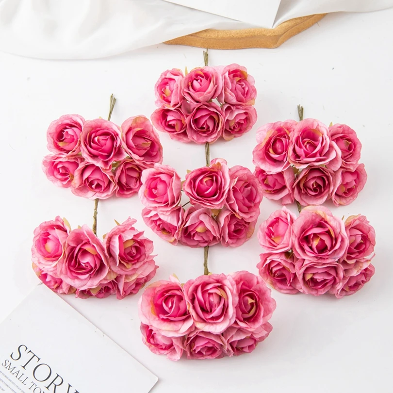 زهور ورد حريرية صناعية ، أكليل عيد الميلاد ، باقة زفاف ، قوس حديقة للمنزل في الهواء الطلق ، ديكورات صندوق تصنعه بنفسك ، تخفيضات كبيرة ، 18 روض