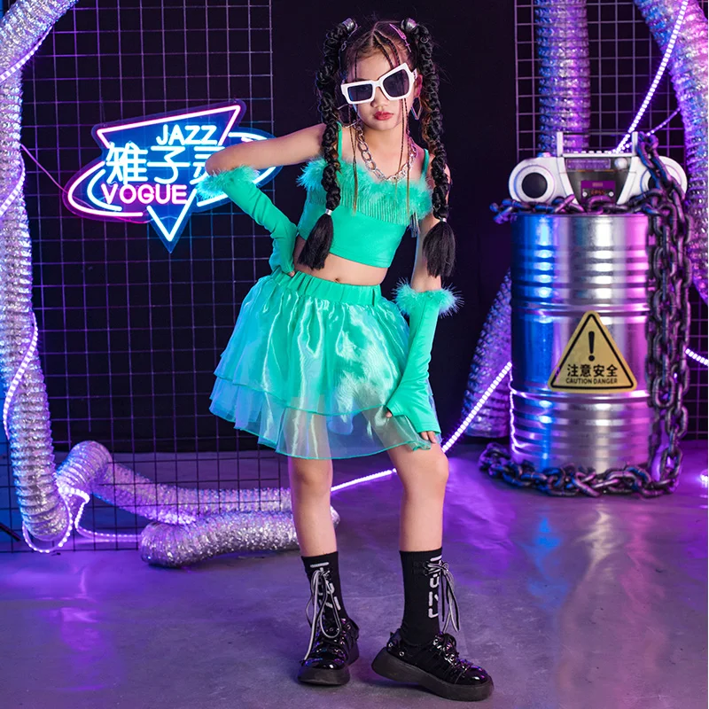 Fashion Kids Catwalk Street Dance Clothes Girls Hip Hop Clothing Kpop Outfits Stage Performance Jazz Dance Costumes XS6279