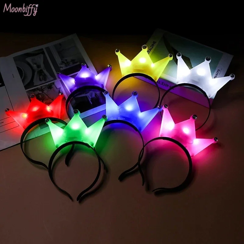 LED Crown Headband Luminous Toys Light Up Crowns and Tiaras for Girls Women Cosplay Kids Favorite Flashing Birthday Gift