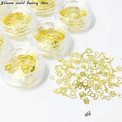 Silicone world 1Box Gold Mix Glitter Metal Frame UV Epoxy Resin Mold Jewelry Filler For DIY Crafts Jewelry Nail Art Accessories