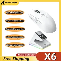 Attack Shark X6 Bluetooth Mouse Tri-Mode Connection RGB Touch Magnetic Charging Base Paw3395 sensor Macro Gaming Mouse