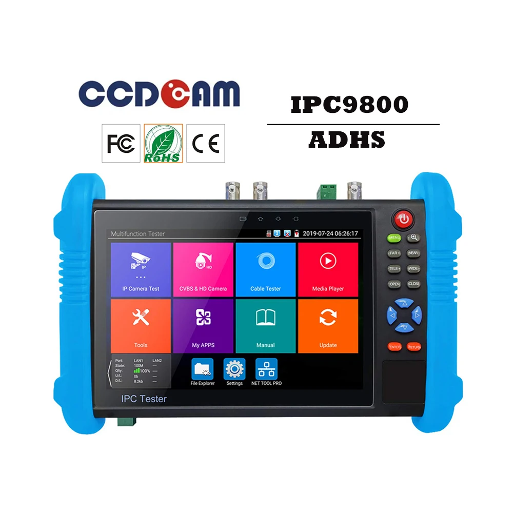 Ipc-9800 Adhs Cctv Ip Camera Tester Add 8Mp Ahd Cvi Tvi Sdi Image Display Support The Coaxial Visual Control Calls Tester