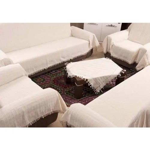 Miss Linda Home Collection Buldan Concept Buldan Work Seat Cover Set Naturel Cream (3 + 3 + 1 + 1)