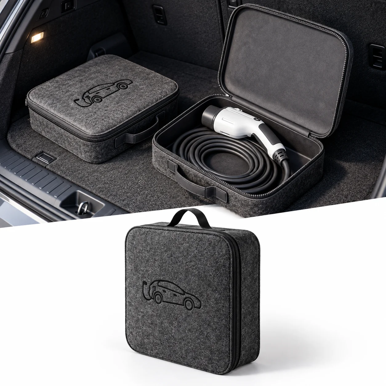 New Energy Vehicle Charging Gun Storage Bag Portable EV Charger Cable Bag Waterproof Auto EV Charging Jumper Storage Bag