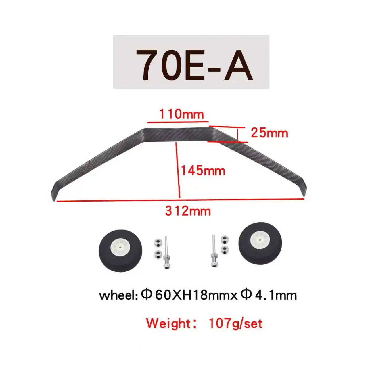 Train d'atterrissage en Fiber de carbone + roues + empattement, ensemble combiné multi-tailles pour avion RC électrique 30E/50E/70E