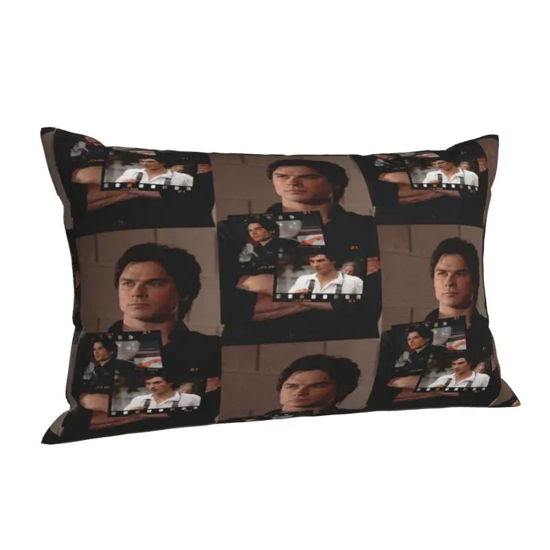 Custom The Vampire Diaries Damon Salvatore Collage Luxury Pillow Cover Fantasy Film Pillow Case Rectangle