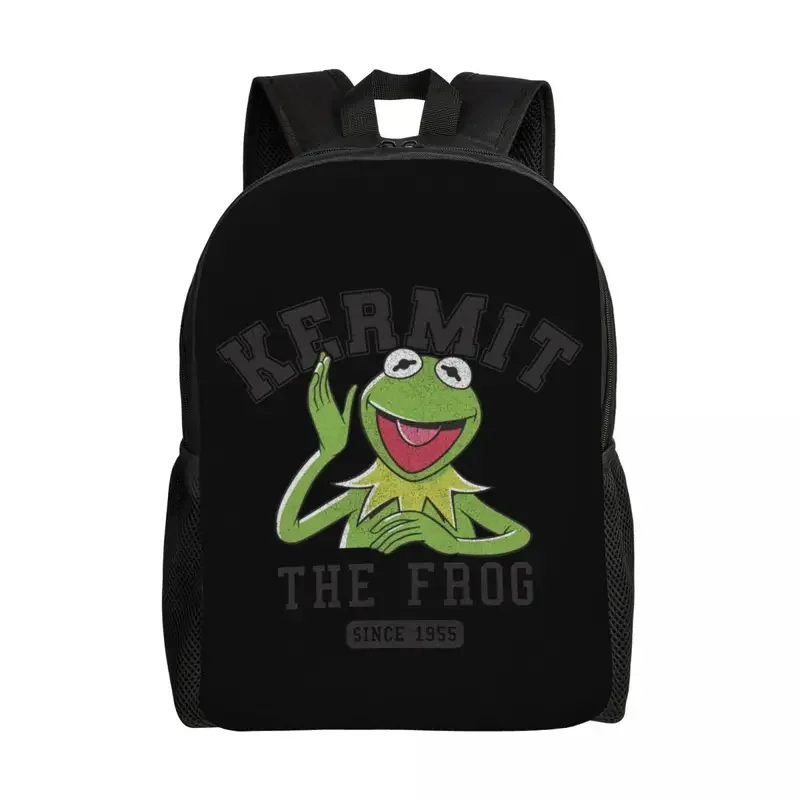 Personalized Muppets Kermit 1955 Collegiate Backpacks Men Women Casual Bookbag for College School Anime Cartoon Bags