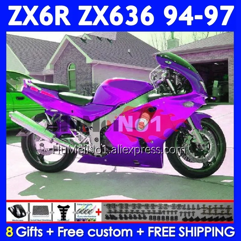 ALL Purple Kit For KAWASAKI NINJA ZX 6R 636 6 R ZX-636 ZX-6R 201No.137 ZX636 ZX6R 94 95 96 97 ZX600 1994 1995 1996 1997 Fairing