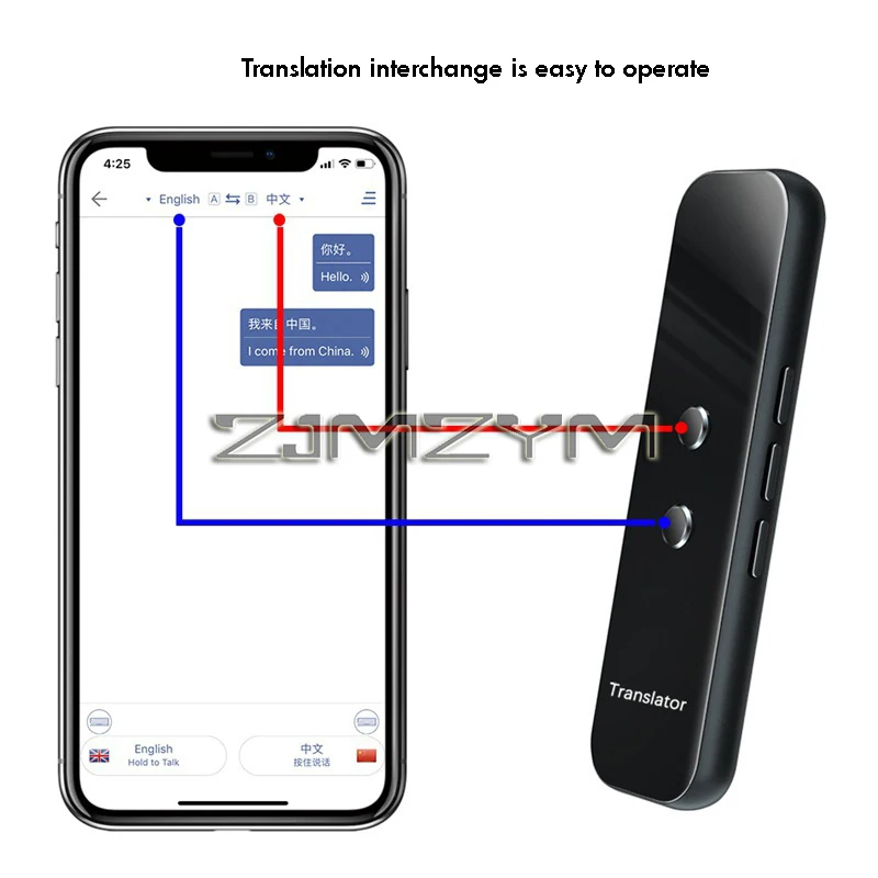 G6 Voice Translator Multi Languages Instant Translate Mini Wireless 2 Way Real Time Translator APP Bluetooth Device