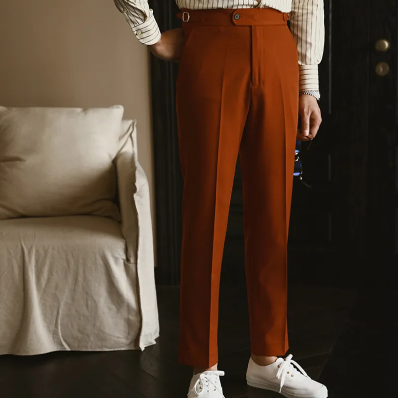 2023 Italian Mens Formal Pant Pantalones Hombre Dress Ankle Pants Men British High Waist Straight Pants Men Social Trousers Pant