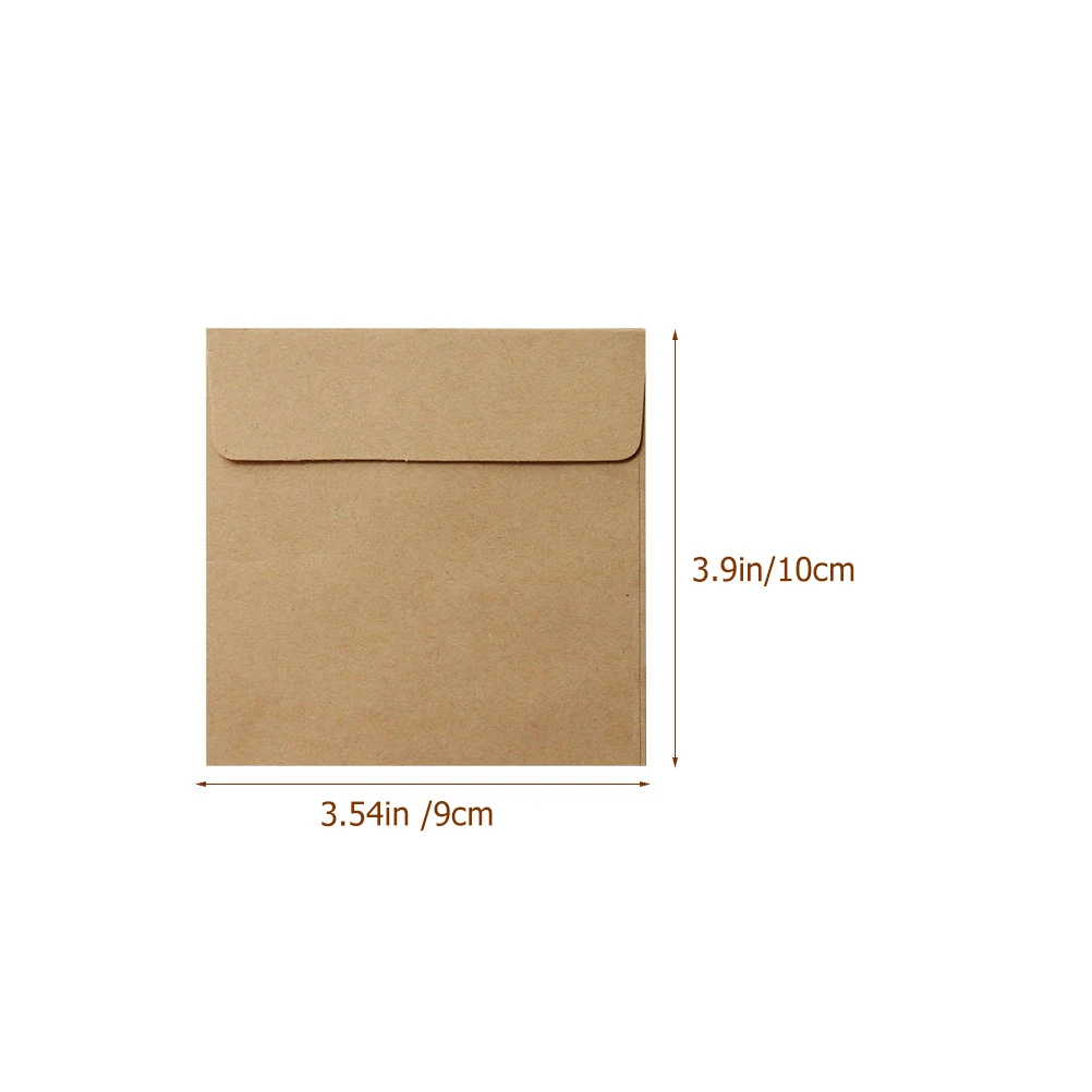 Envelopes pequenos Kraft, Pacotes de moedas, Selos Envelopes de arquivo PostBlank, Sacos Kraft, 100pcs