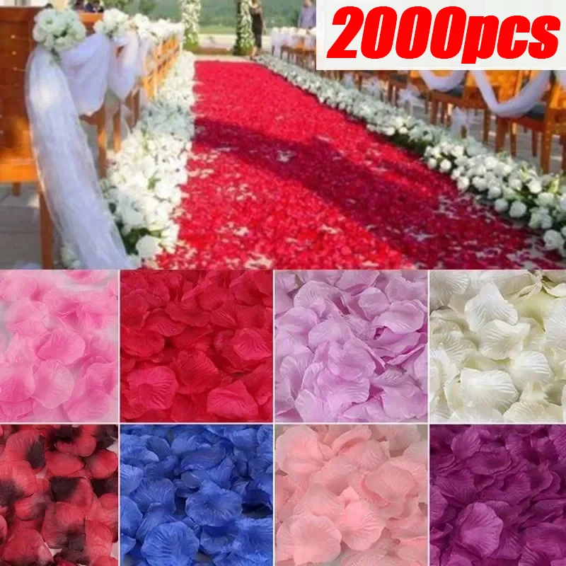 2000/100Pcs Artificial Rose Petals Flowers Colorful Silk Roses Fake Petal for Romantic Valentine Day Wedding Party Favors Decor