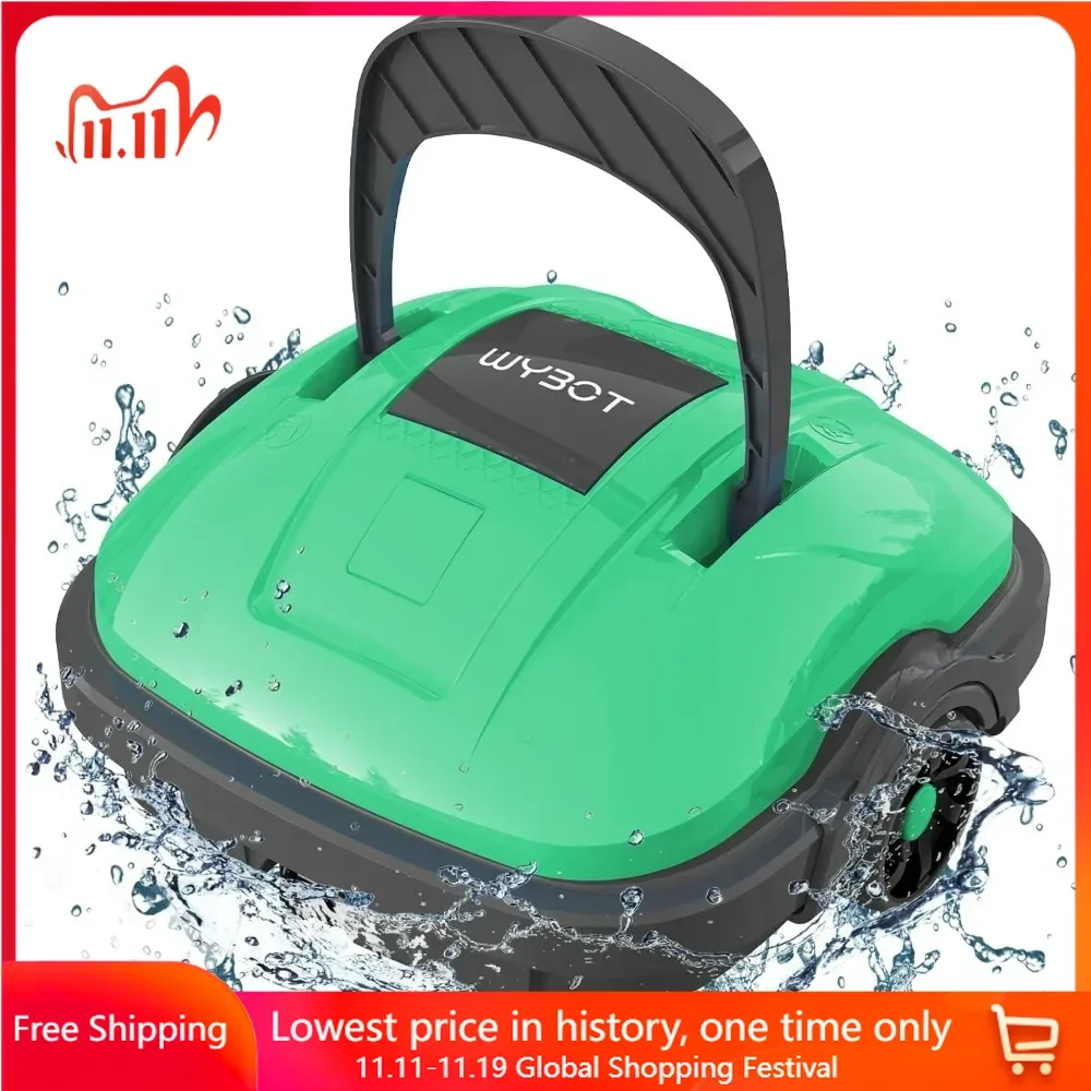 Automatic Pool Vacuum with Self-Parking, with Dual-Motor, Powerful Suction, 180μm Fine Filter,Ideal for Above Ground Flat Pools