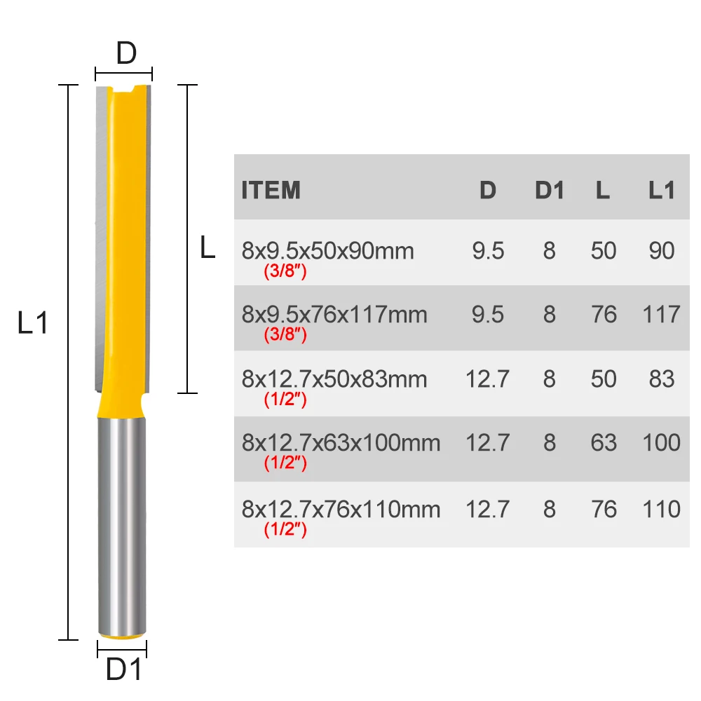 Flush Trim Router Bit Lange 50-76Mm Hout Router Bit 8Mm Shank Straight Frees Voor Houtbewerking graveren Gereedschap Tenon Cutter