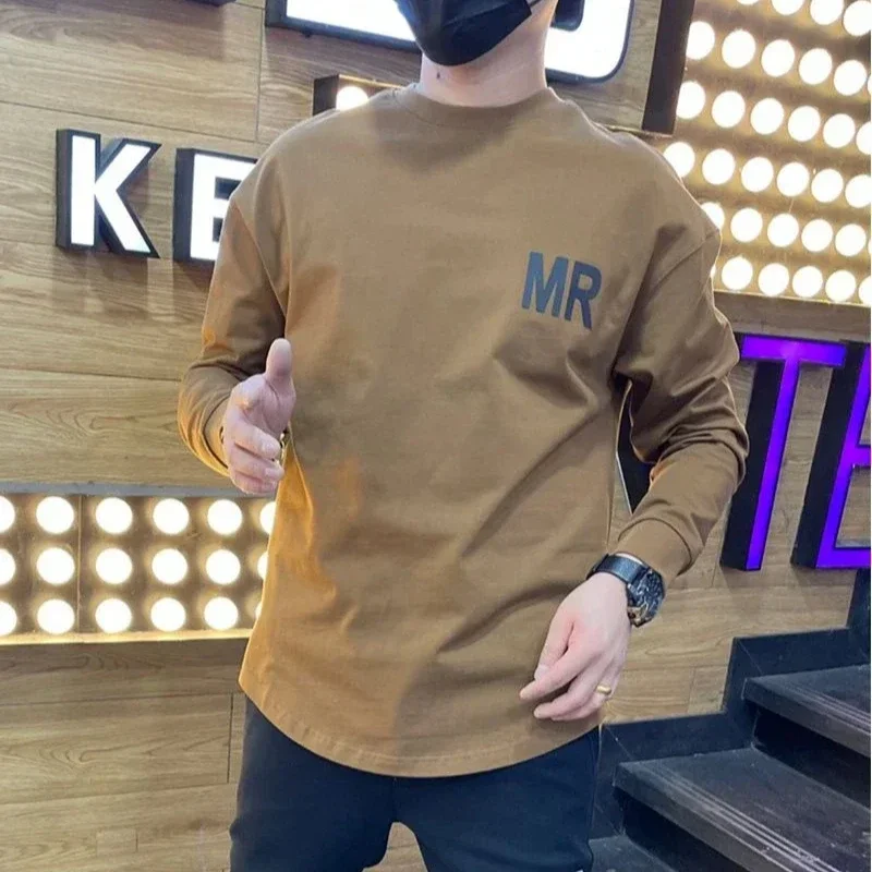 Male Pullover Base Layer Long Sleeve Printed Men's T-shirts Full Sale Luxury Emo Korean Luxury Xl Designer Funny New Sweatshirt