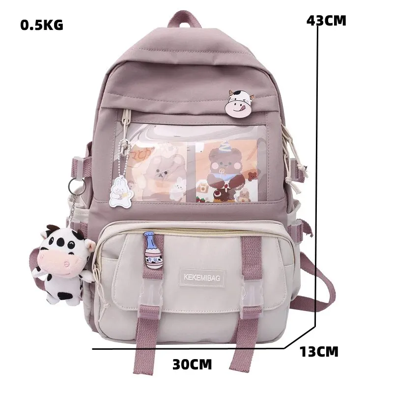 New Waterproof Nylon Women Backpack Female Kawaii Travel Bag College Girls Men Multi-pocket Schoolbag Laptop Backpack Book Bags