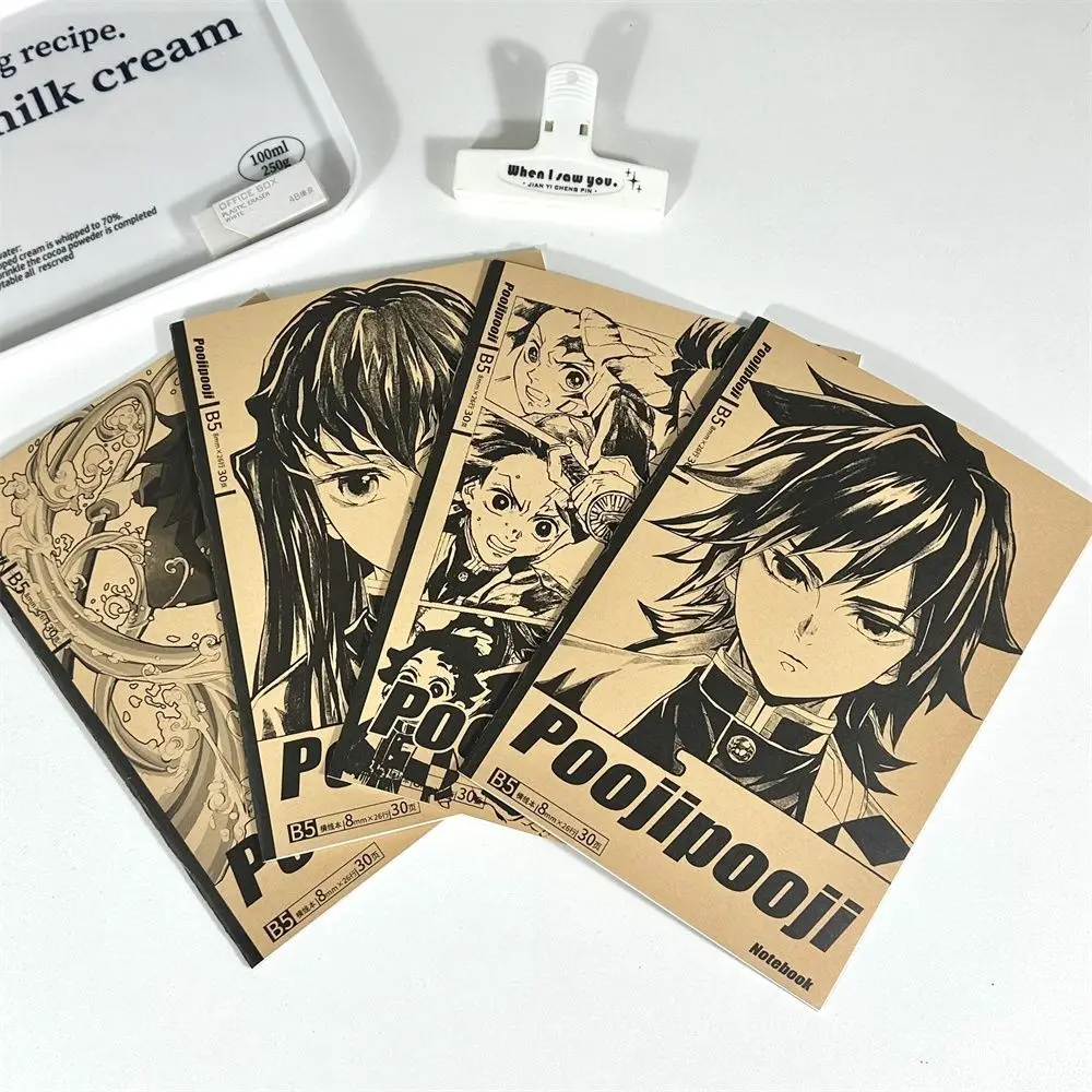 Ins style Demon Slayer B5 kraft notebook saddle stitching design anime notepad school supplies for students view 3