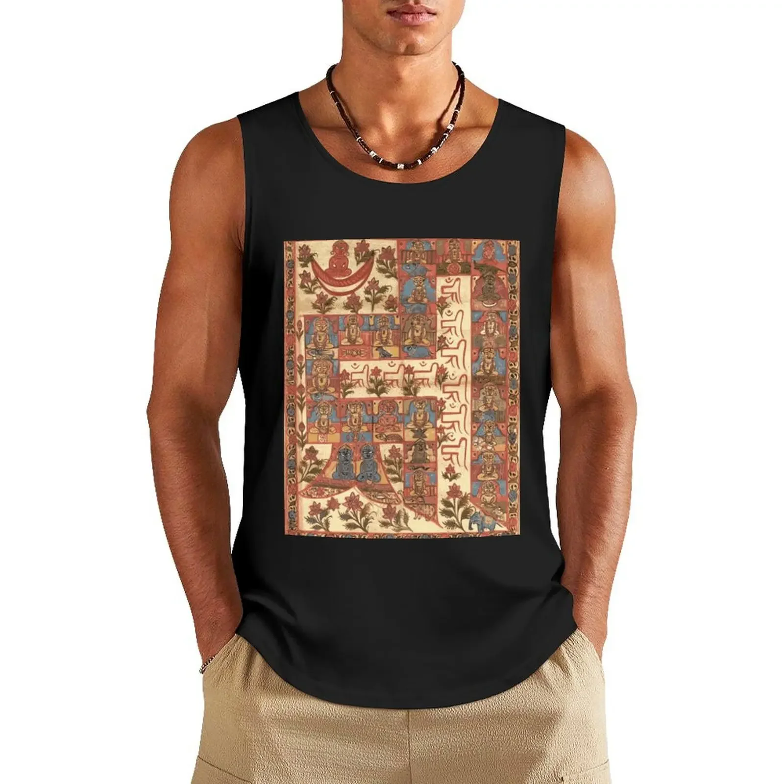 Jainism Hrim Tirthankaras Meditation Tantra Mandala Tank Top Male clothes gym for men Man gym clothes anime gym