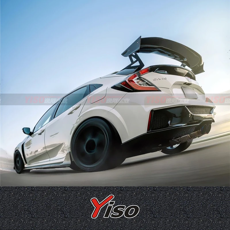 Per Civic TypeR FK8 FK7 Hatchback cucchiaio-stile in fibra di carbonio vetro GT spoiler corpo kit per FK8 tipo R cucchiaio ala splitter da corsa