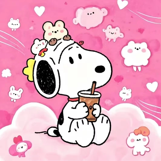 Snoopy Cartoon Pink Background Jigsaw Puzzles 500PCS/1024 PCS Wall Decor for Living Room Bedroom Perfect Gift No Frame