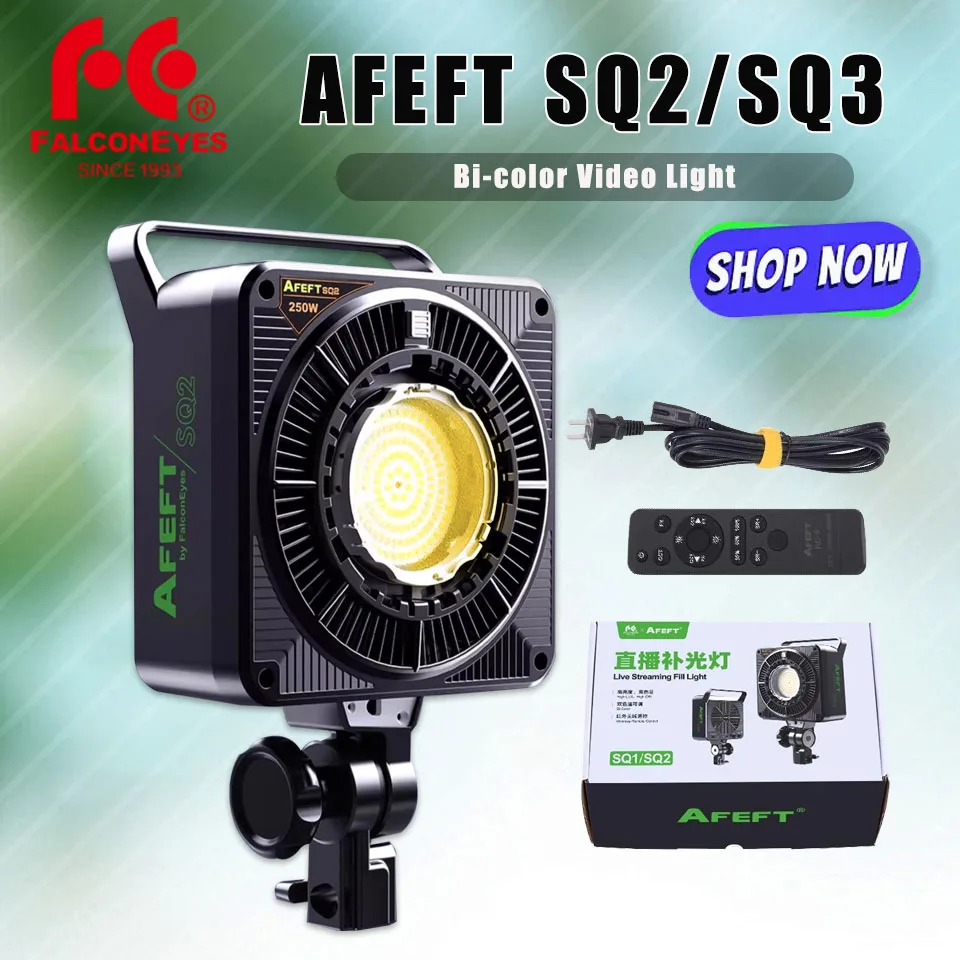 Falconeyes AFEFT SQ2 Двухцветная видеолампа 200 Вт 3000-10000K Светодиодная заполняющая лампа для фотосъемки для прямой трансляции Falconeyes AFEFT SQ2 Двухцветная видеолампа 200 Вт 3000-10000K Светодиодная заполняющая лампа для фотосъемки для прямой трансляции