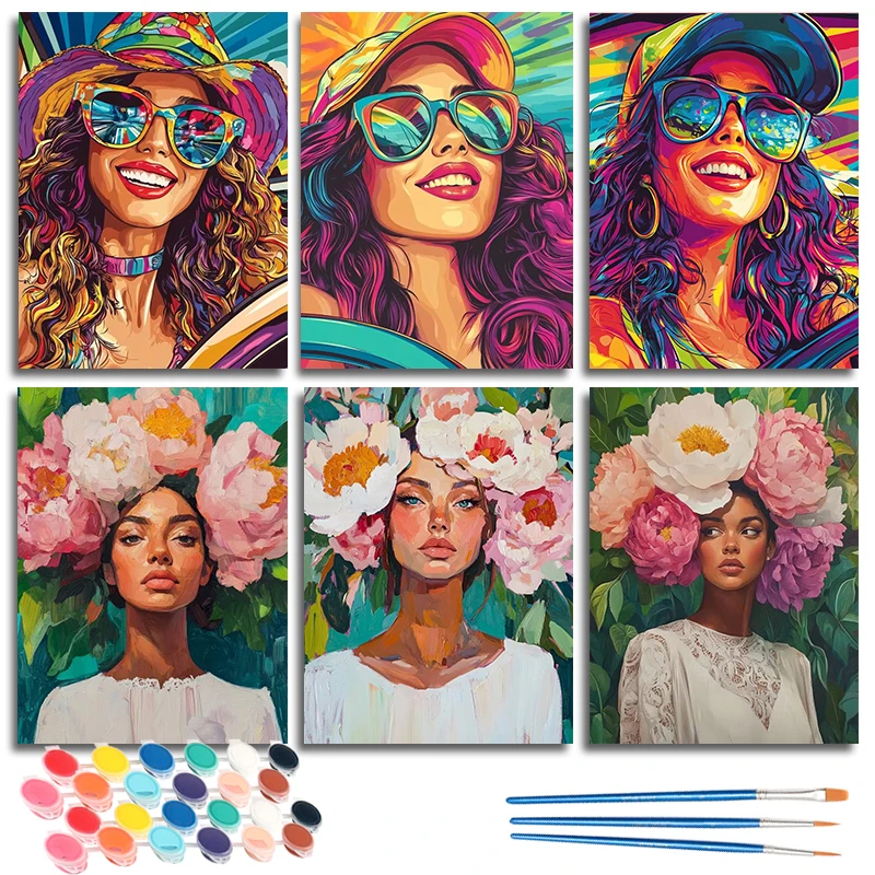 

CHENISTORY Paint By Number Girl Drawing On Canvas Gift DIY Pictures By Numbers Figure Kits Hand Painted Paintings Art Home Decor