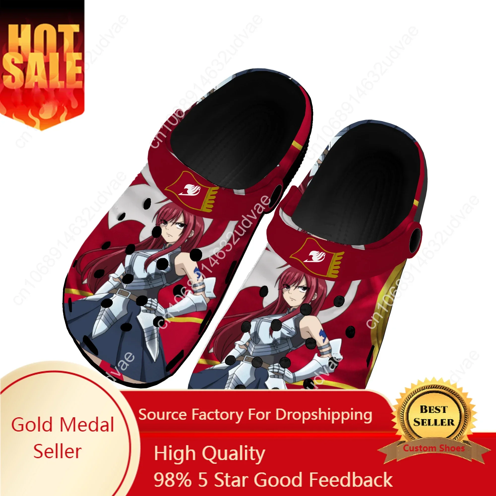 

Anime F-Fairy T-Tail Erza Scarlet Home Clogs Custom Water Shoes Mens Womens Teenager Shoe Garden Clog Beach Hole Black Slippers