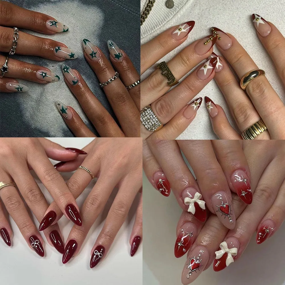 Moda dia dos namorados unhas falsas francesas wearable manicure cobertura completa imprensa em unhas dicas de unhas feminino