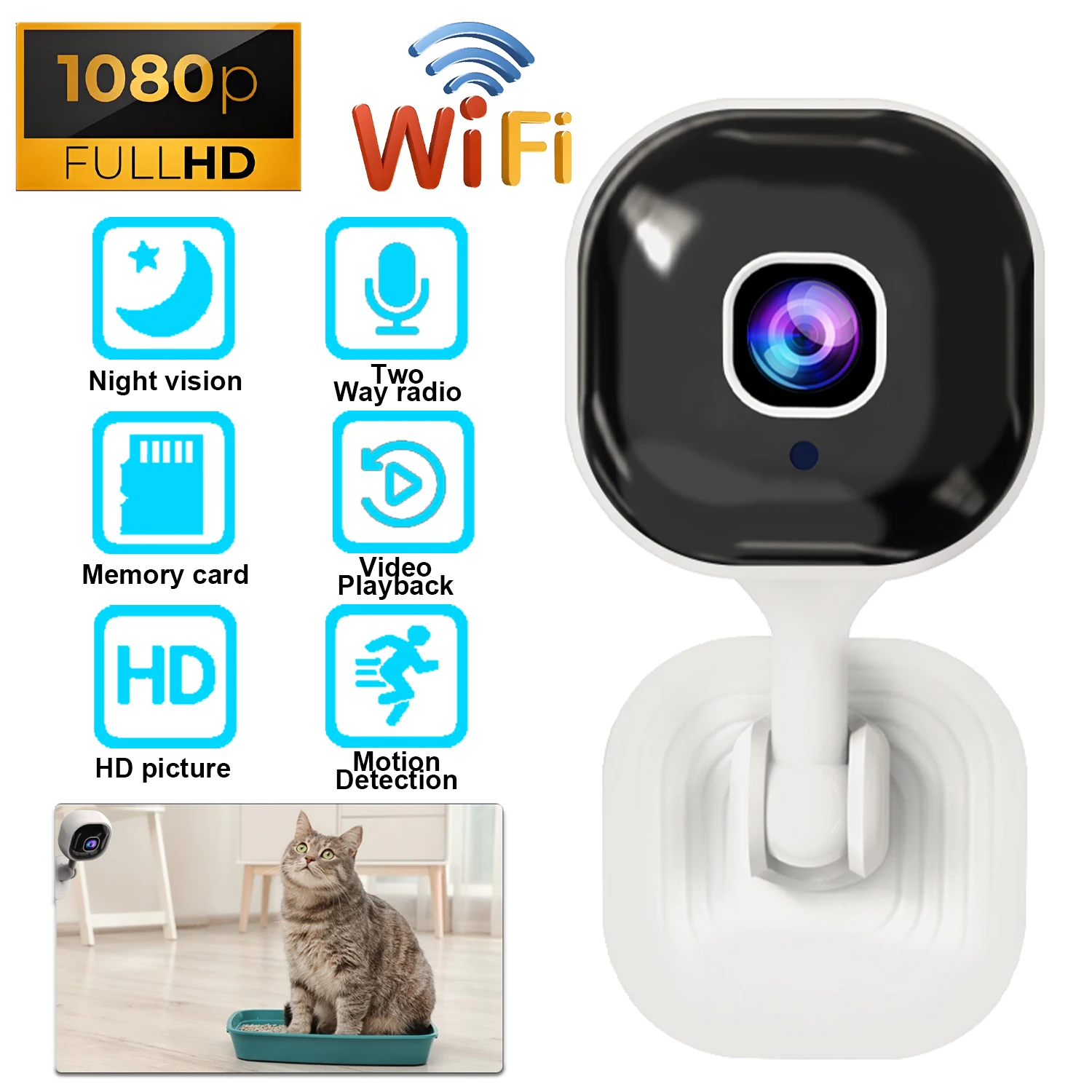 

Умная мини-камера Wi-Fi 4K камера видеонаблюдения двустороннее аудио обнаружение движения ребенка ИК-камера ночного видения защита безопасности