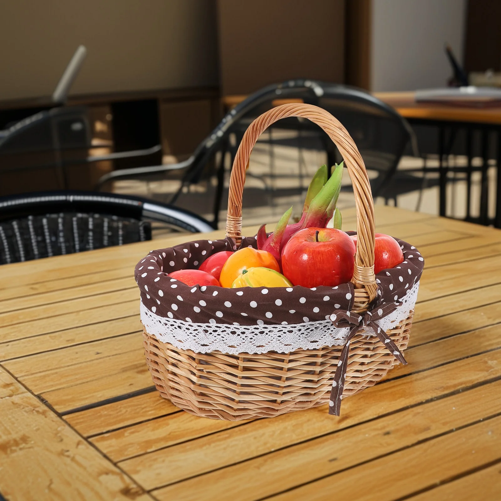 

Rattan Storage Basket Wicker Fruit Basket Food Storage Box Bread Container Vegetable Serving Home Decor Gift Picnic Bag