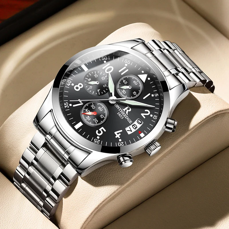 

Watches Men's Sport Quartz Chronograph Wristwatches Luxury Stainless Steel Clock with Date Luminous Watch Relogio Masculino