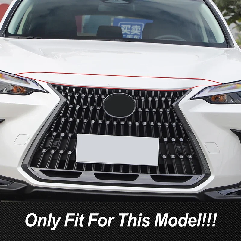 For Lexus NX260 350 2022 Front Engine Machine Cover Trim Grille Upper Lip Hood Stickers ABS Car Accessories Exterior Modified