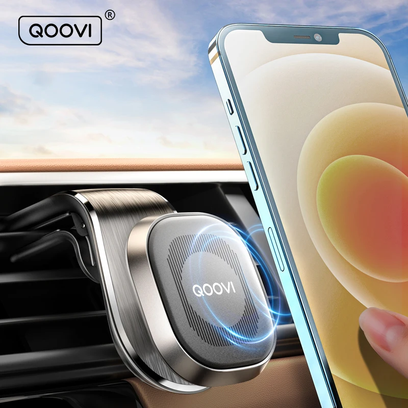 QOOVI Magnetic Car Phone Holder Stand Mobile Cell Air Vent Mount 360 Degree GPS Support For iPhone 12 Xiaomi Mi11 Samsung Huawei