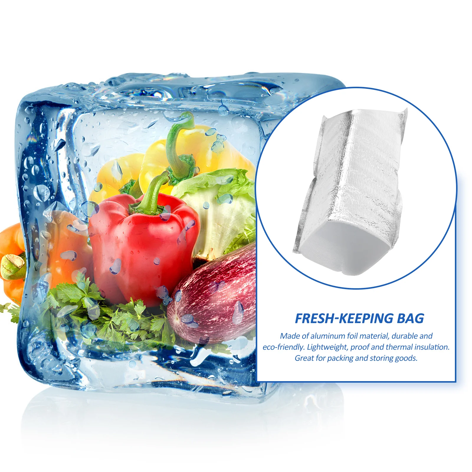 20pcs Disposable Insulation Bag Thick Aluminum Foil Food -Keeping Bag Take-Out Insulation Pouch for Food Fruit Picnic (20x30CM)